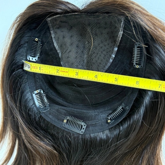 12” Human Hair Topper Clip In Hair Topper Crown Thinning Grey Coverage - Picture 7 of 8